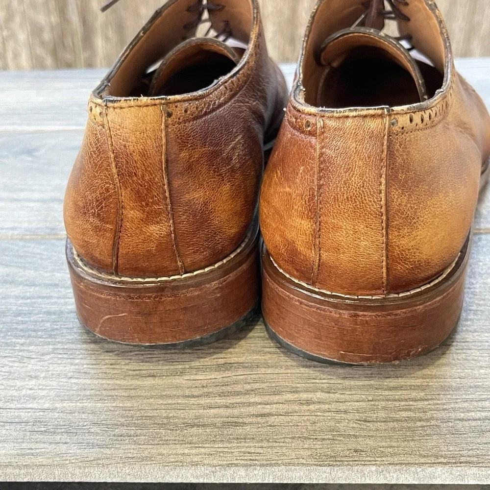 Alan Payne Wimbley Deerskin Dress Shoes Men 14 Brown Split Toe Lace Oxford Money